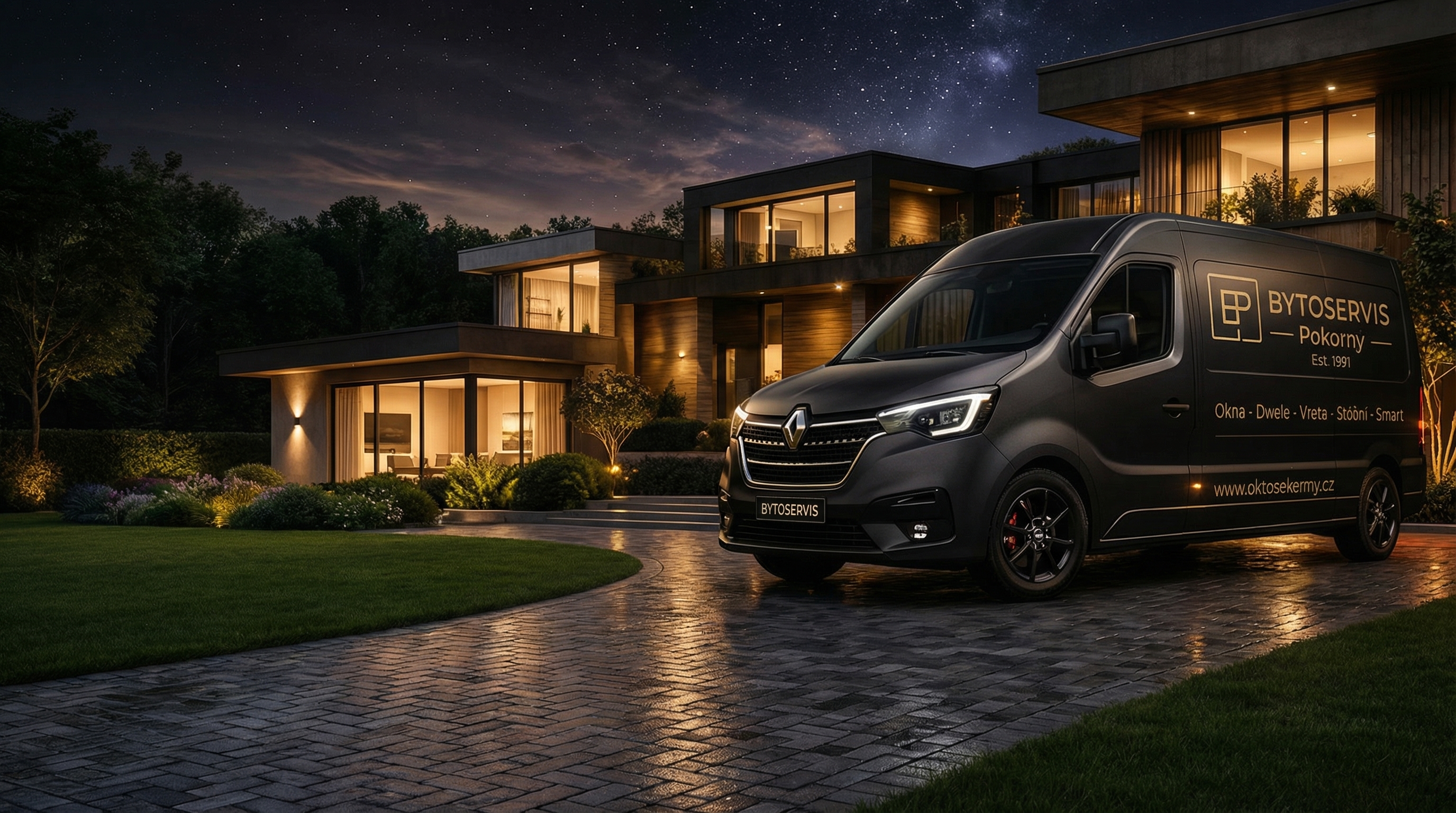 Tmavý luxusní detail interiéru a vstupu